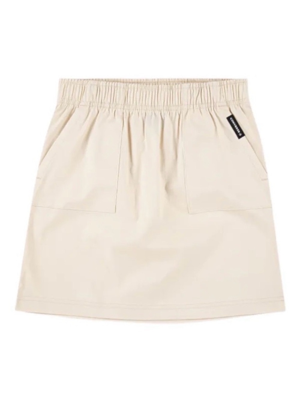 Converse Girls Cream A-Line Skirt Pockets Elastic Waist Size M 10-12 NWOT